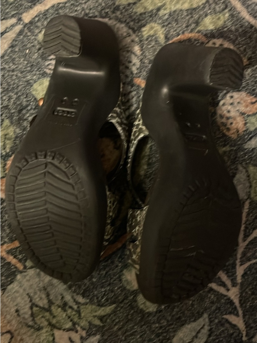 CROCS Brown and Cream Patterned Slide Sandals - Picture 6 of 6